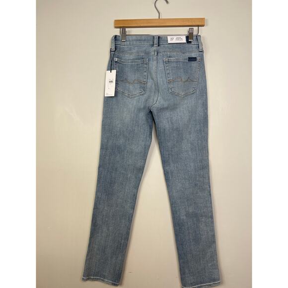 NWT 7 For All Mankind Kimmie Straight Form Fitted Denim Jeans Blue Light Wash - Picture 8 of 11